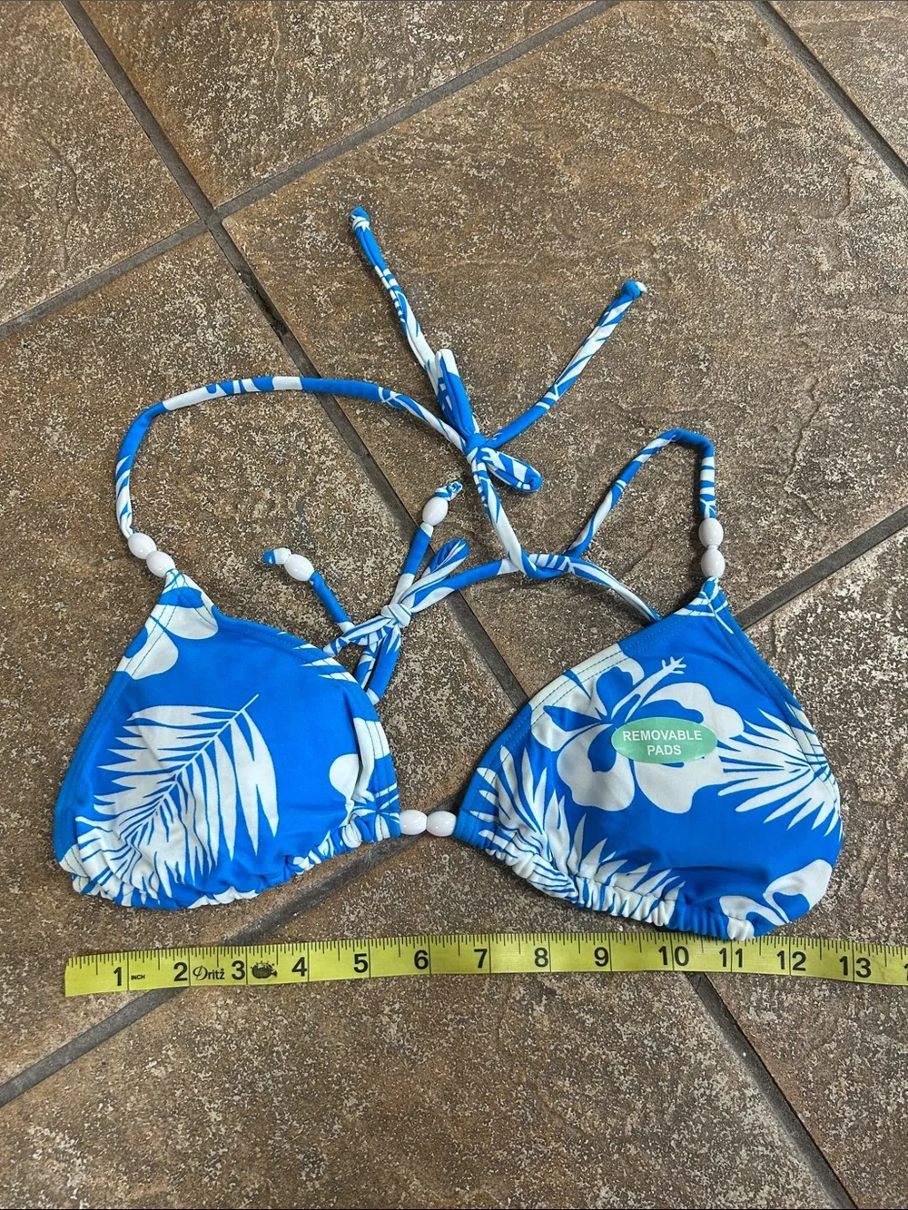 Blue Tropical Print Juniors Two-Piece Swim Set